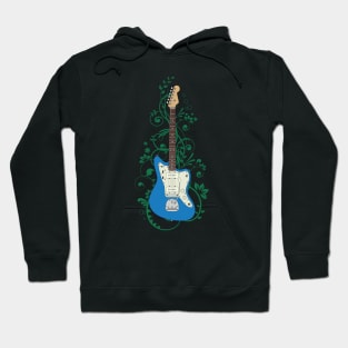 Blue Offset Style Electric Guitar Flowering Vines Hoodie